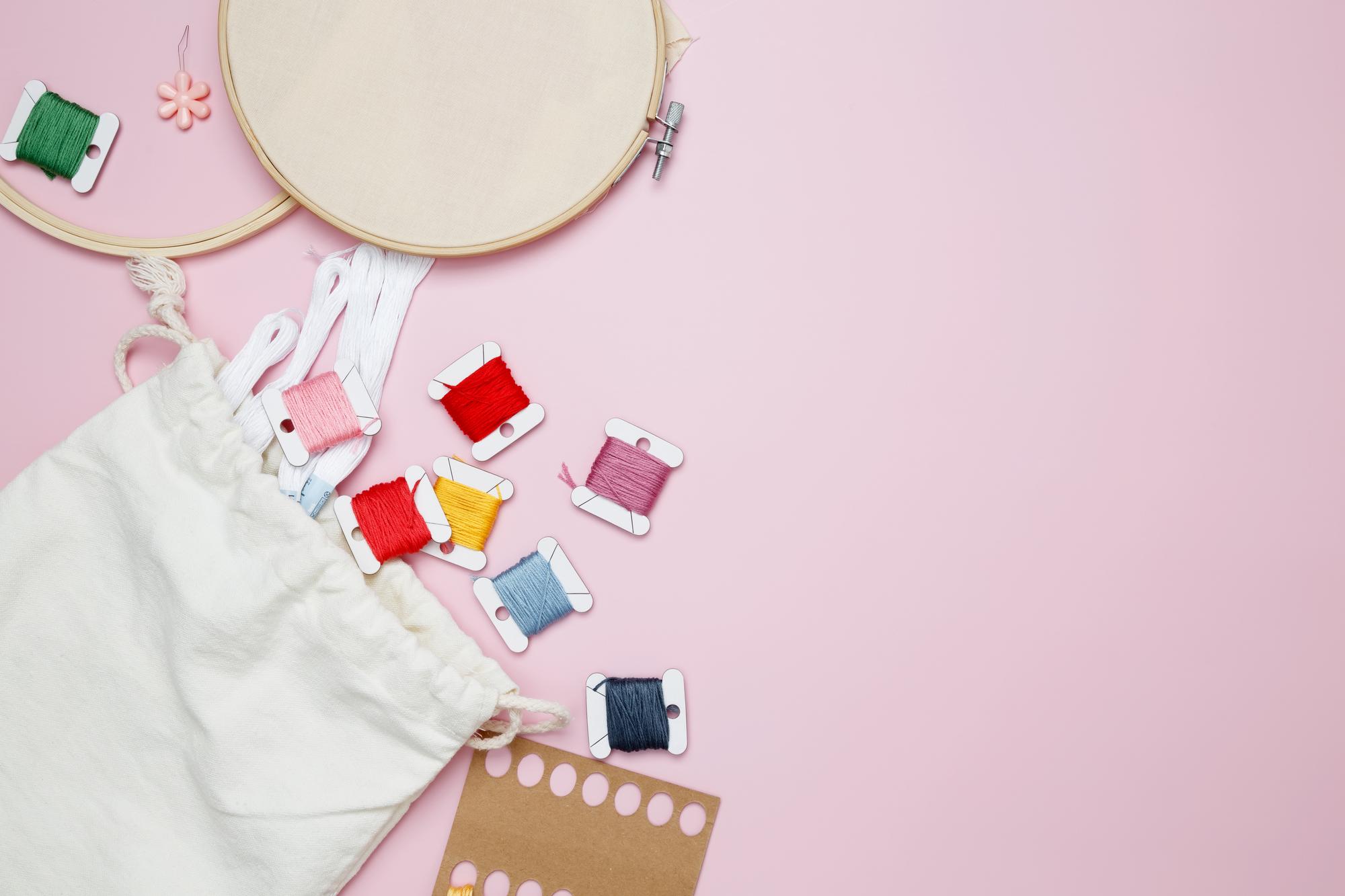 flatlay of embroidered samples and swatches